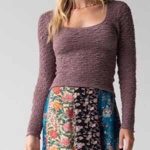 NATURAL LIFE Danielle square neck top Mauve Long Sleeve